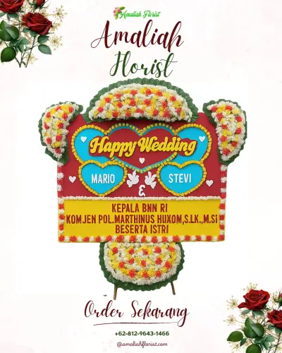 Karangan Papan Bunga Pernikahan di Pandowan